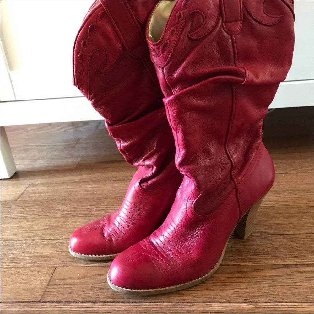 Jesica Simpson Red Leather Boots